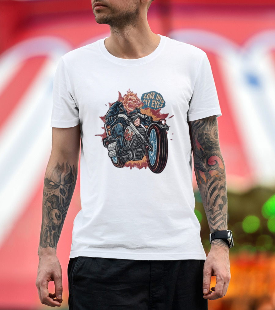 Ghost Rider Look Into My Eyes Marvel Comics Motorcycle Spirit Of Vengeance T-Shirt