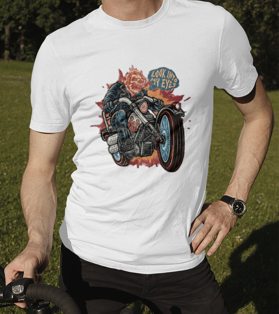 Ghost Rider Look Into My Eyes Marvel Comics Motorcycle Spirit Of Vengeance T-Shirt