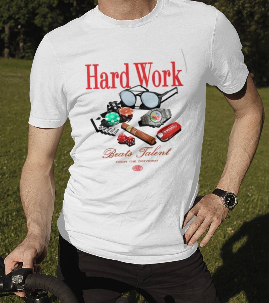 Hard Work Beats Talent Glasses Cards Chips Fun T-Shirt