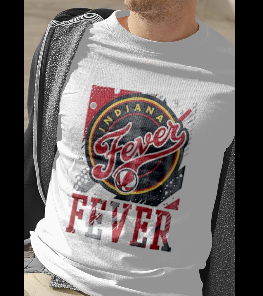 Indiana Fever WNBA Distressed Paint Splatter Basketball Logo Fever T-Shirt