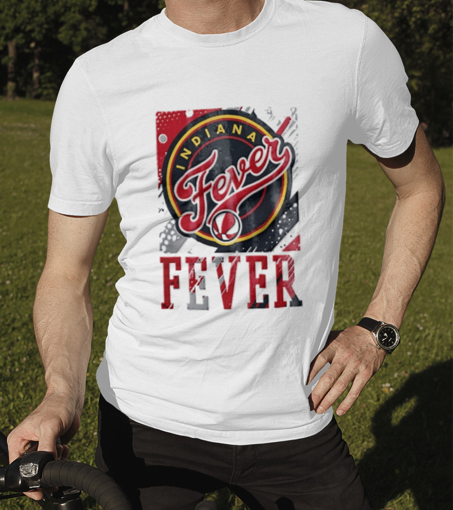 Indiana Fever WNBA Distressed Paint Splatter Basketball Logo Fever T-Shirt