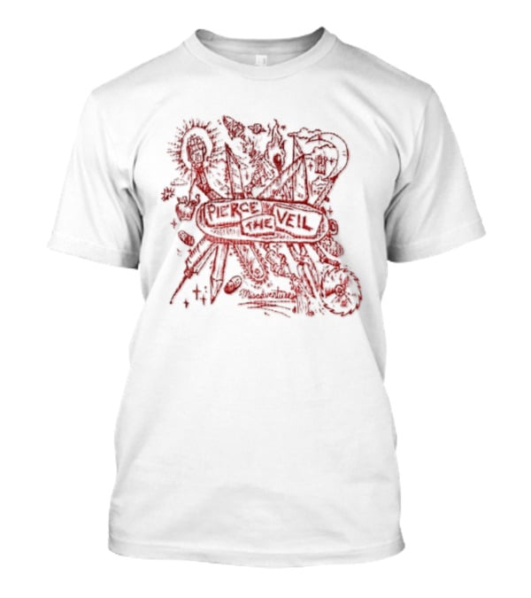Pierce The Veil Misadventures Band Album Cover Art Red Scribble T-Shirt