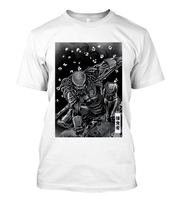 Predator Japanese Kanji Ink Sci Fi Alien Manga T-Shirt