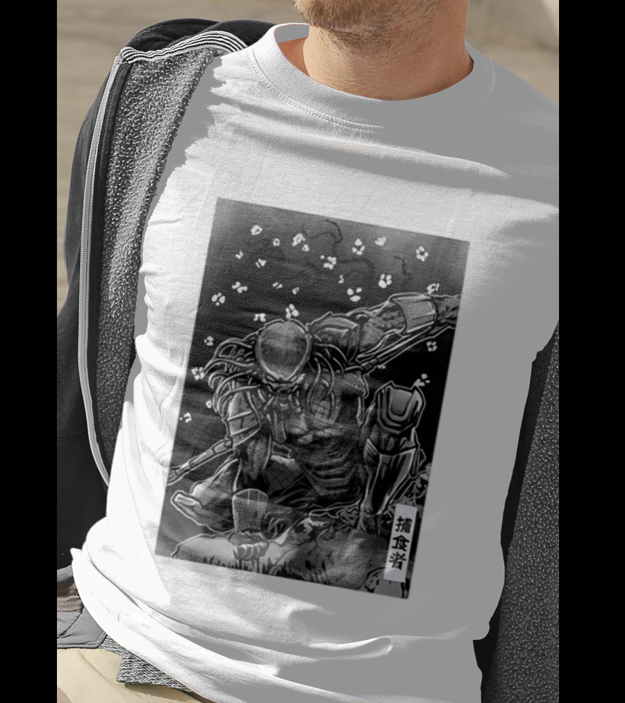 Predator Japanese Kanji Ink Sci Fi Alien Manga T-Shirt