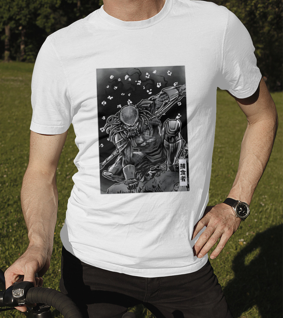Predator Japanese Kanji Ink Sci Fi Alien Manga T-Shirt