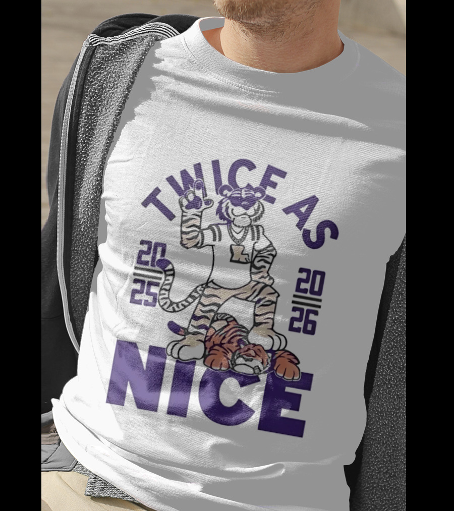 LSU Tigers Twice As Nice 2025 2026 Tiger Mascot Football T-Shirt