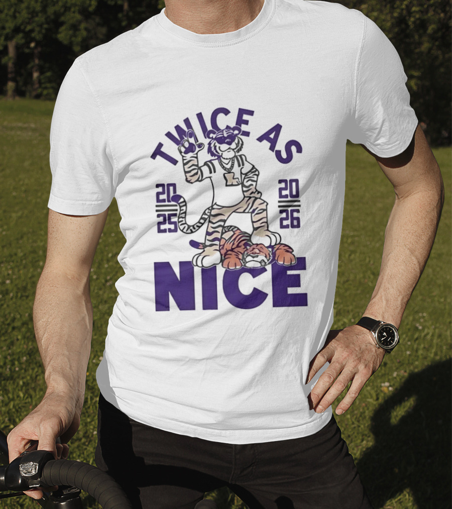 LSU Tigers Twice As Nice 2025 2026 Tiger Mascot Football T-Shirt