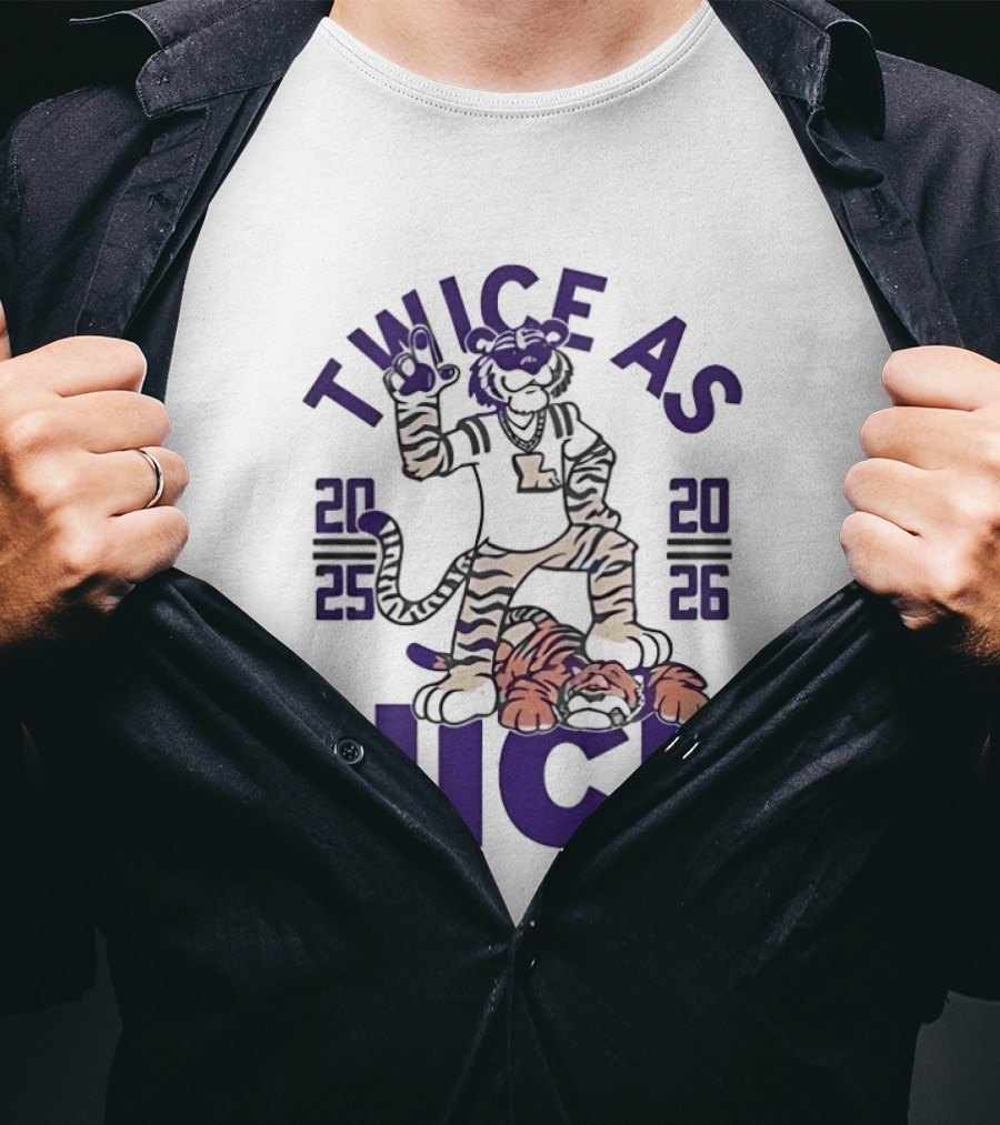 LSU Tigers Twice As Nice 2025 2026 Tiger Mascot Football T-Shirt