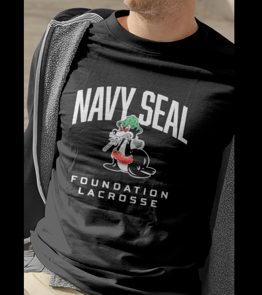 Navy SEAL Foundation Lacrosse Angry Seal With Helmet And Lacrosse Sticks T-Shirt