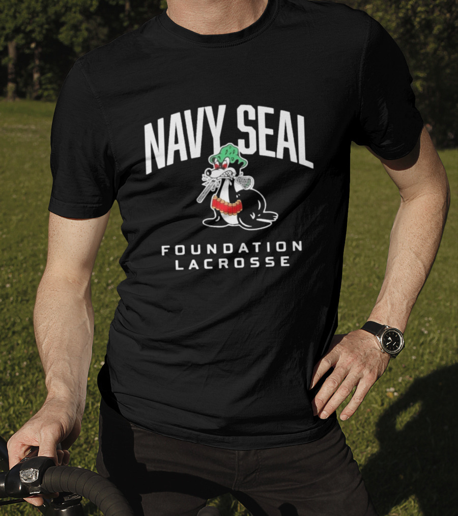 Navy SEAL Foundation Lacrosse Angry Seal With Helmet And Lacrosse Sticks T-Shirt