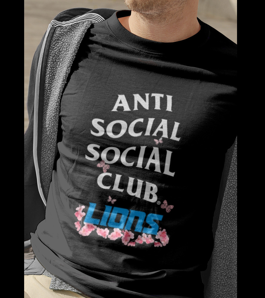 Anti Social Social Club Detroit Lions Floral Butterfly T-Shirt