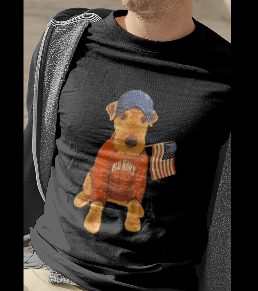Old Navy Terrier Dog Baseball Cap American Flag T-Shirt