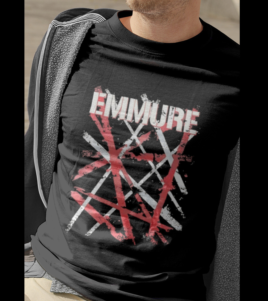 Emmure Distressed Metalcore Deathcore Red White Abstract T-Shirt