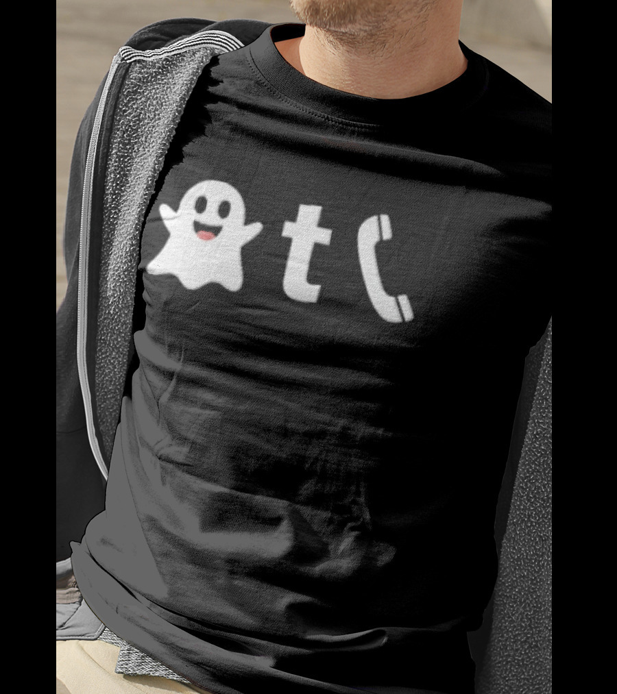 Ghost Emoji Phone Handset Icon White T-Shirt
