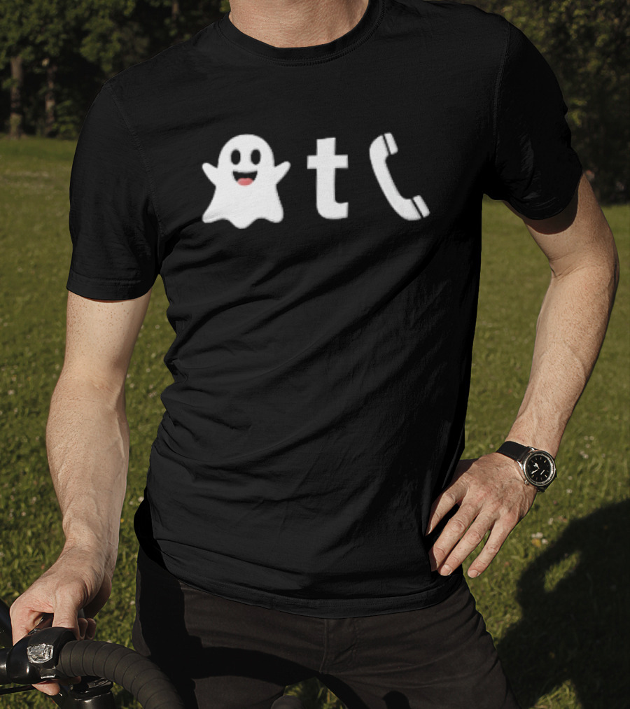 Ghost Emoji Phone Handset Icon White T-Shirt