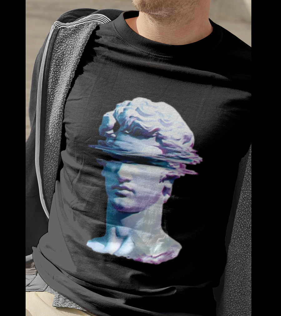 You Are Not Forgotten Classical Statue Bust Glitch Wave Distortion David Vaporwave Aesthetic T-Shirt
