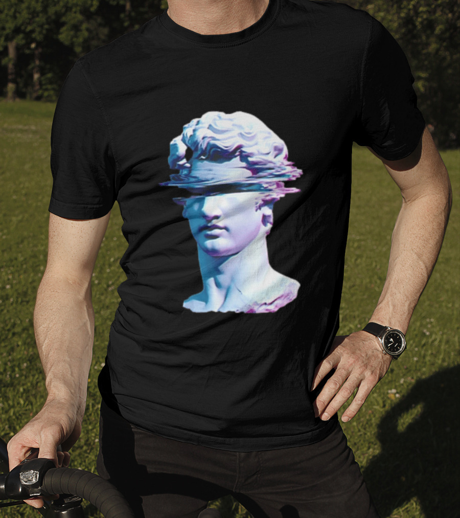 You Are Not Forgotten Classical Statue Bust Glitch Wave Distortion David Vaporwave Aesthetic T-Shirt