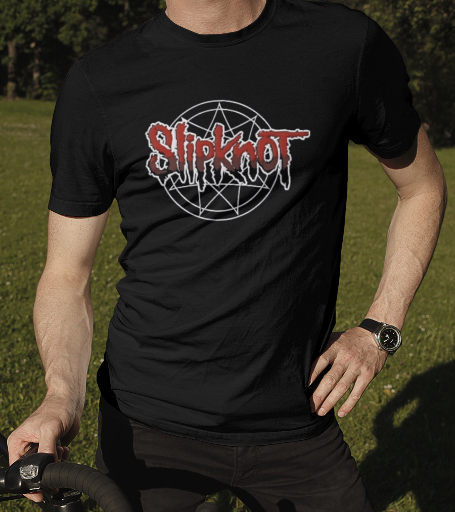 Slipknot Crimson Dripping Lettering With White Nonagram T-Shirt