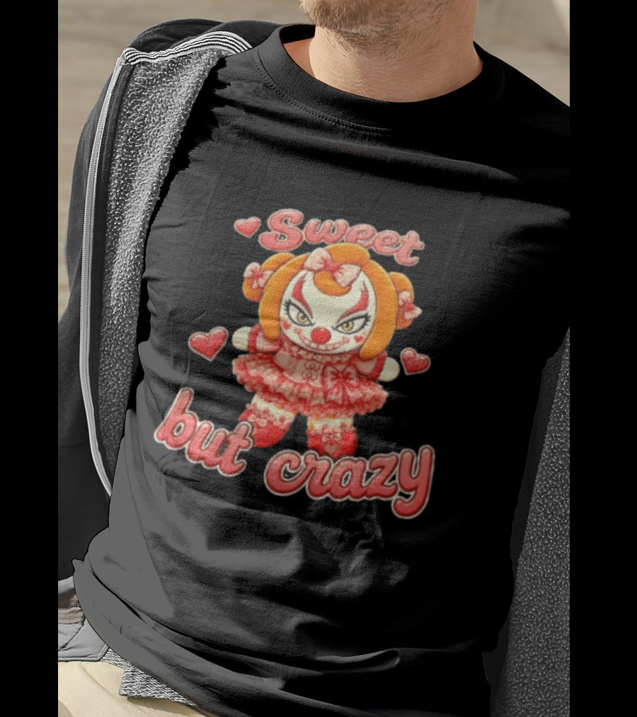 Sweet But Crazy Evil Harlequin Clown Doll Hearts T-Shirt