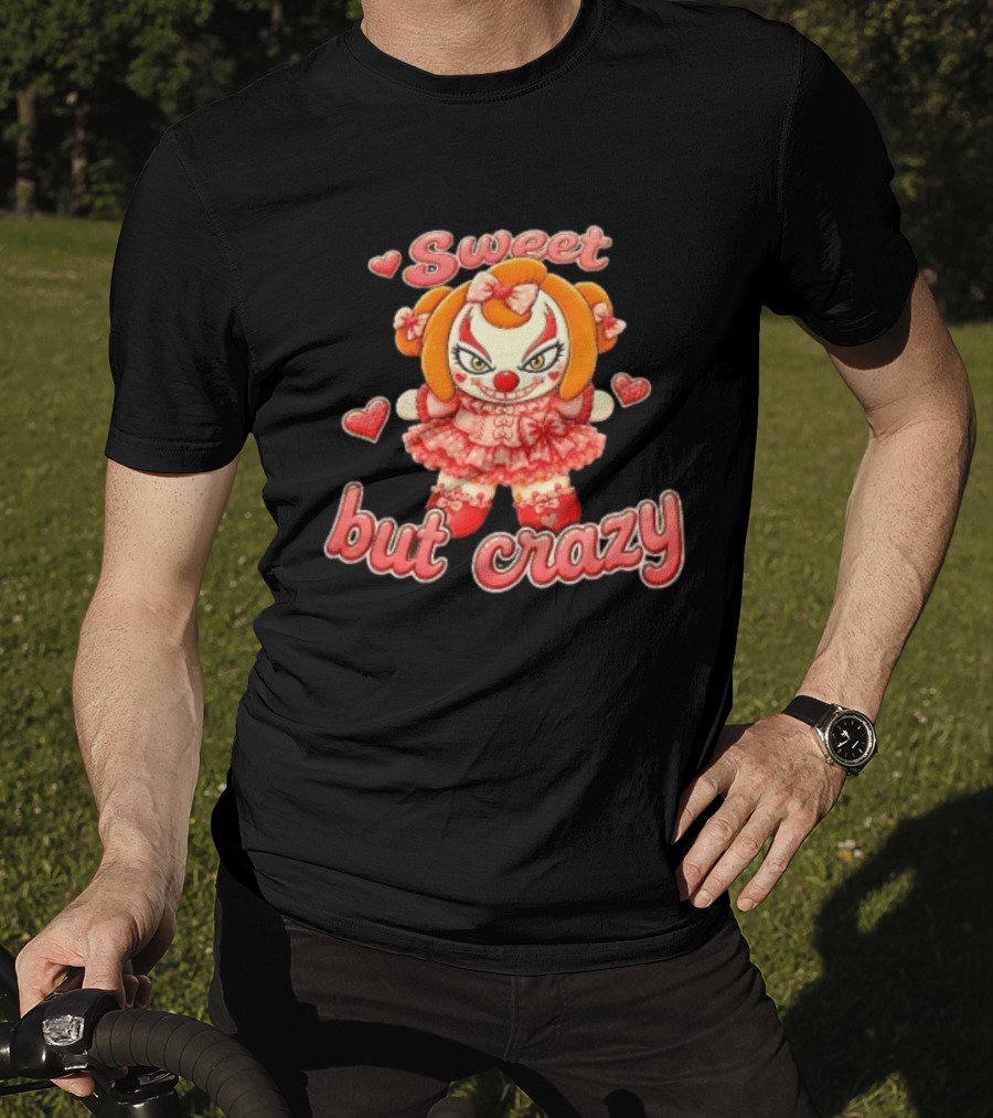 Sweet But Crazy Evil Harlequin Clown Doll Hearts T-Shirt