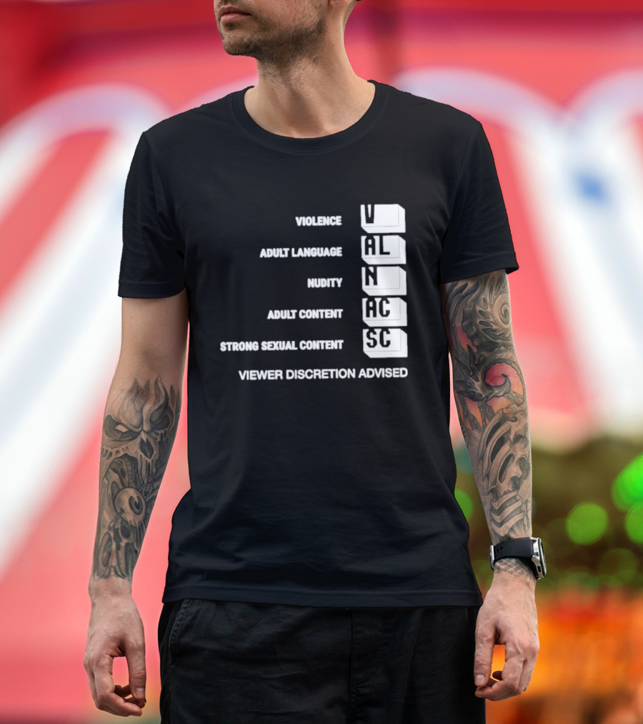 Viewer Discretion Advised Violence Adult Language Nudity Sexual Content T-Shirt