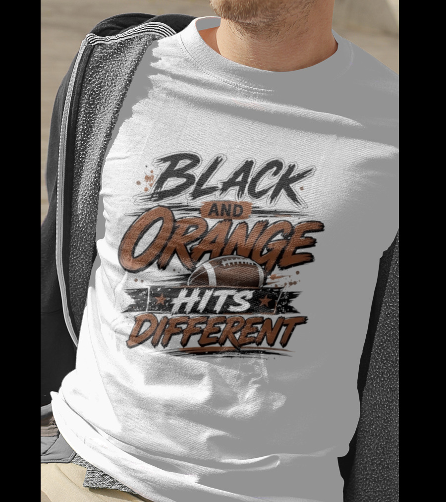 Black And Orange Hits Different Football T-Shirt