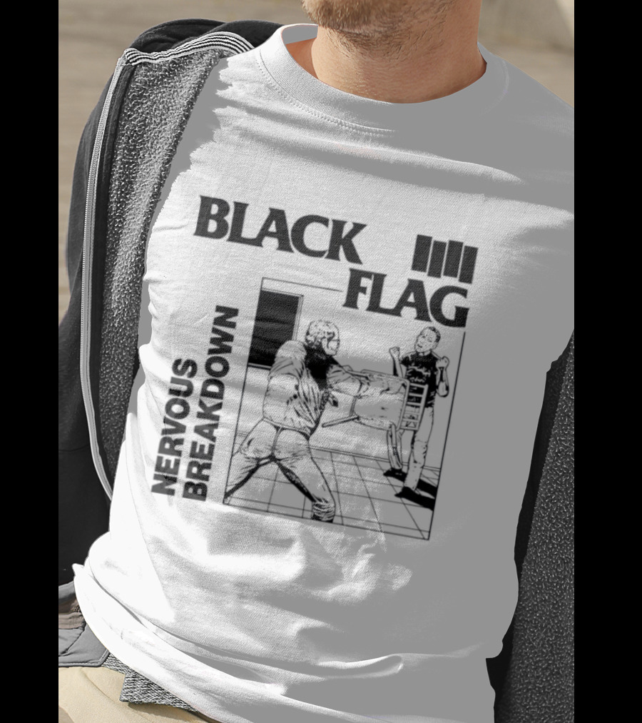 Black Flag Nervous Breakdown Punk Rock Band Iconic Album Cover T-Shirt