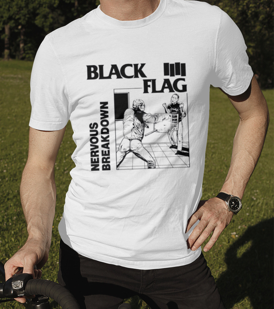 Black Flag Nervous Breakdown Punk Rock Band Iconic Album Cover T-Shirt