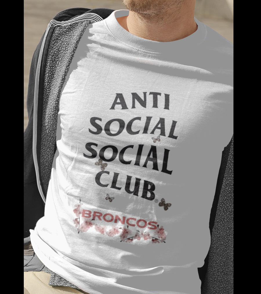 Denver Broncos Anti Social Social Club Floral Butterfly T-Shirt