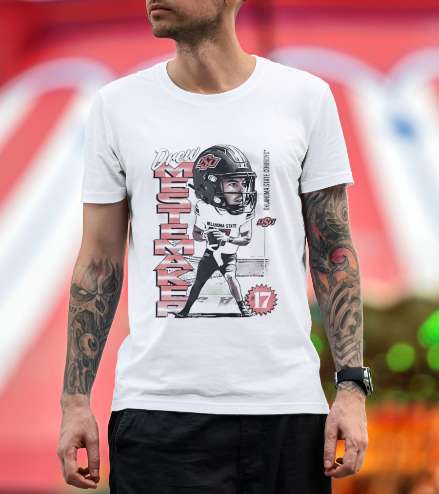 Drew Mestemaker 17 Oklahoma State Cowboys OSU Football T-Shirt