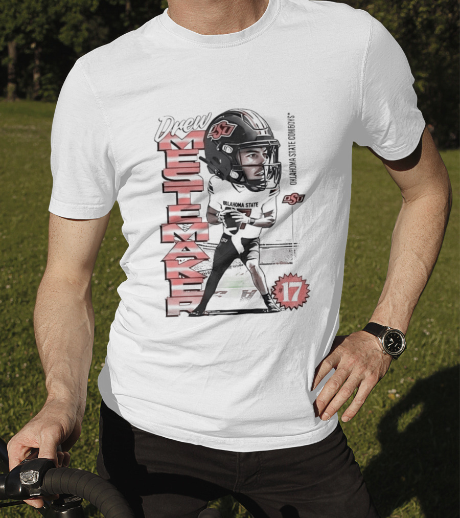 Drew Mestemaker 17 Oklahoma State Cowboys OSU Football T-Shirt