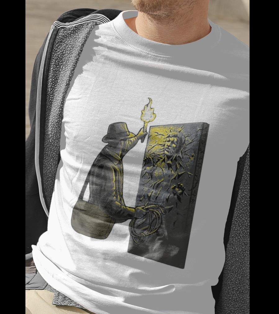 Indiana Jones Exploring Han Solo Frozen In Carbonite Mashup T-Shirt