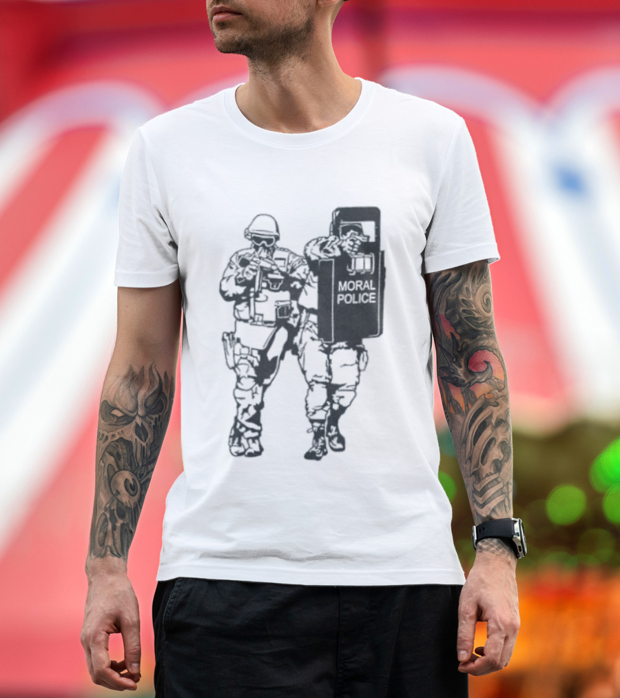 Moral Police Tactical Squad Satire Riot Gear Pose T-Shirt