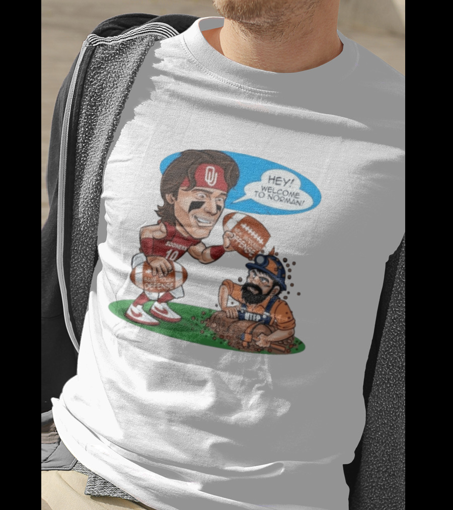 Oklahoma Sooners Welcome To Norman New Improved Offense Vs UTEP Miners Same Tough Defense T-Shirt