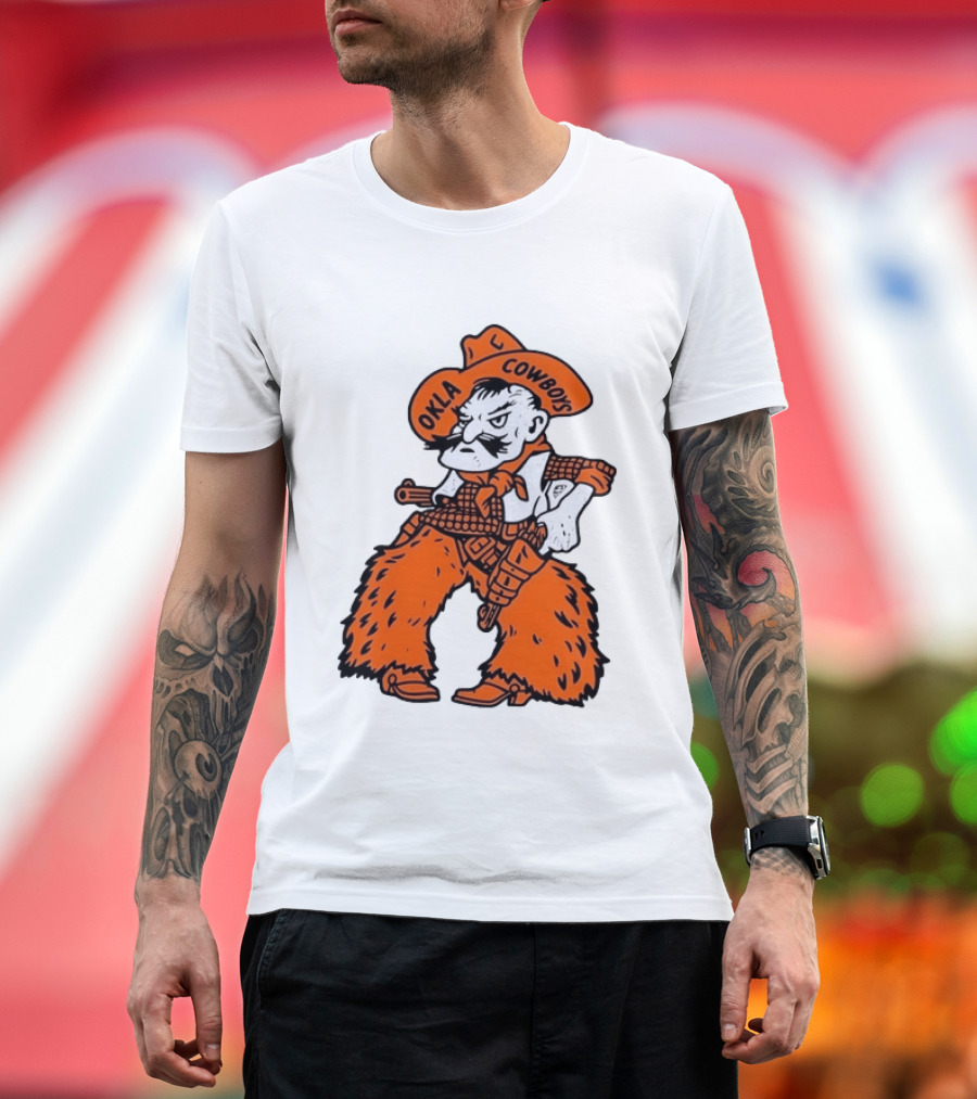 Oklahoma Cowboys Pistol Pete Orange Cowboy T-Shirt