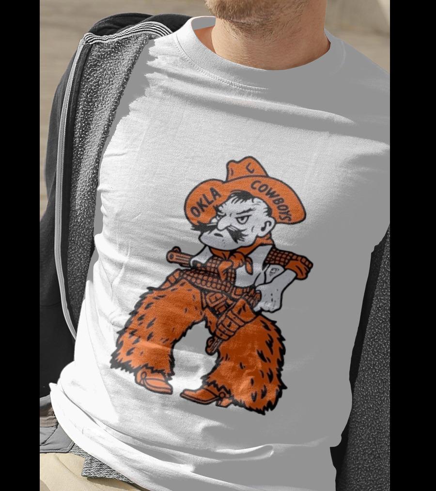 Oklahoma Cowboys Pistol Pete Orange Cowboy T-Shirt