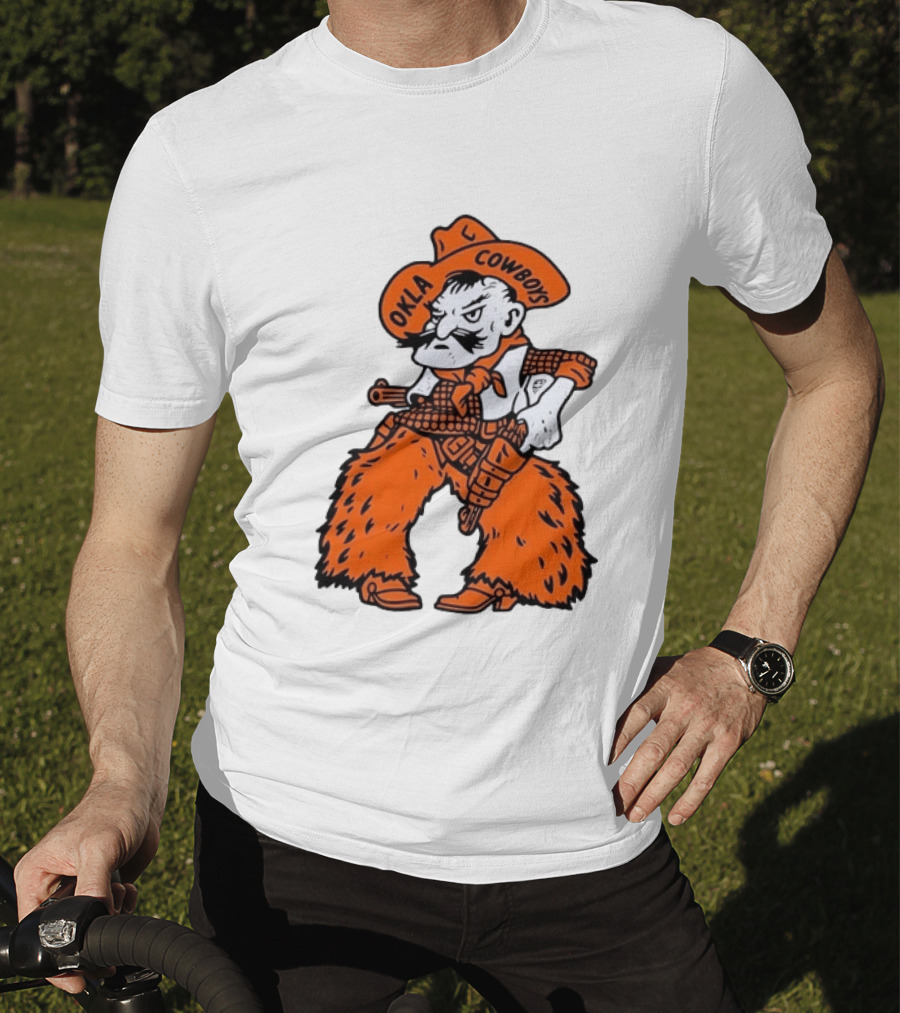 Oklahoma Cowboys Pistol Pete Orange Cowboy T-Shirt