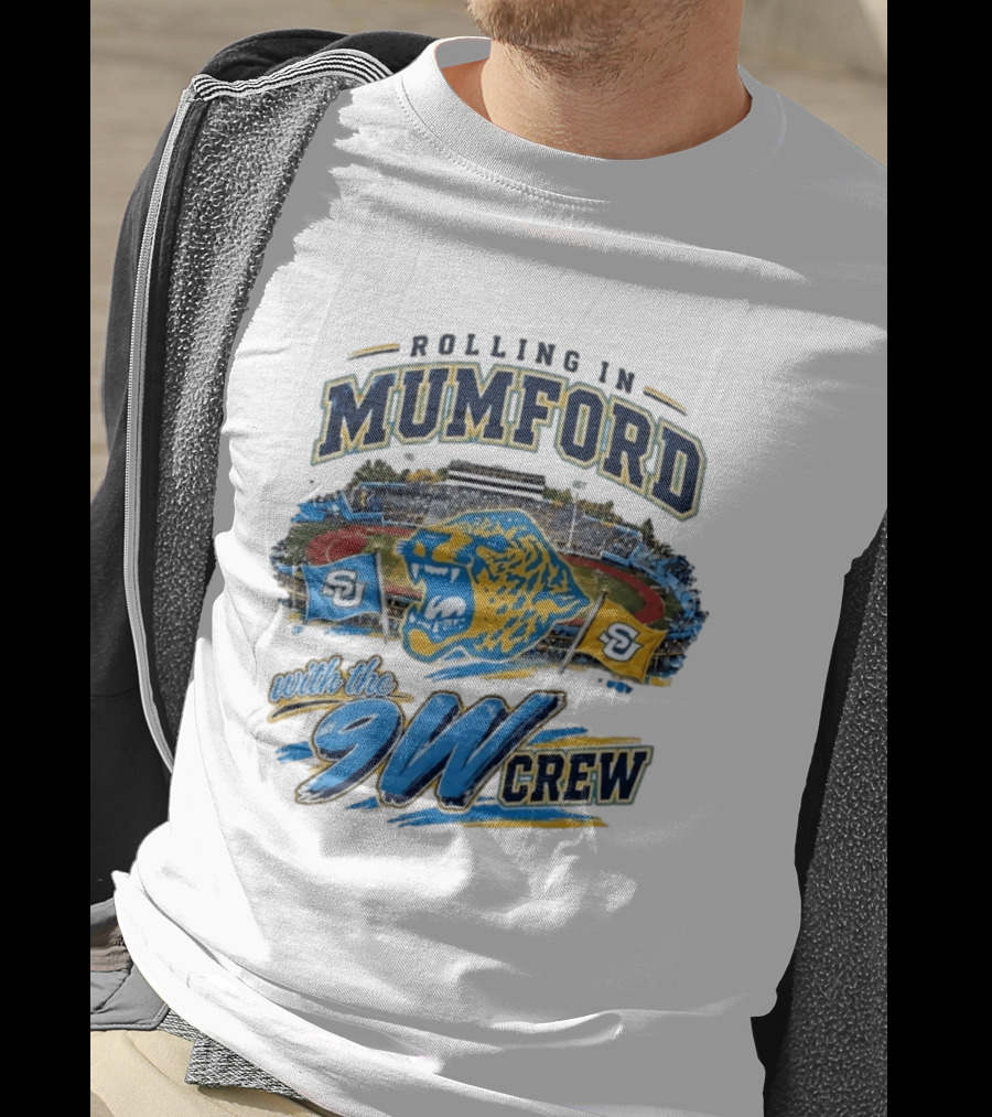 Rolling In Mumford With The 9W Crew SU College Sports Stadium Jaguar Flags T-Shirt
