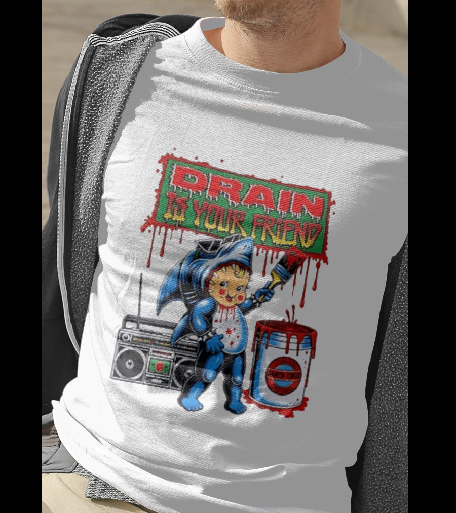 Santa Cruz Drain Is Your Friend Shark Baby Boombox T-Shirt