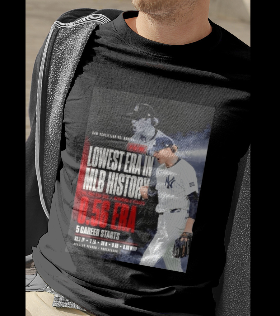 Cam Schlittler Vs Red Sox Lowest ERA MLB History 0.56 ERA Yankees Performance T-Shirt