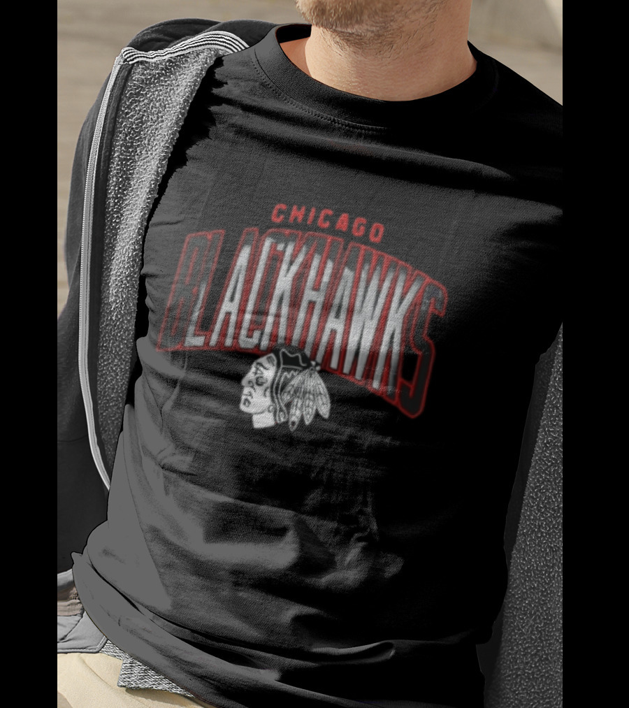 Chicago Blackhawks NHL Arched Smoky Monochrome T-Shirt