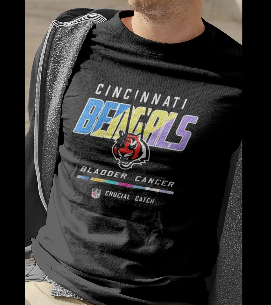 Cincinnati Bengals Bladder Cancer Crucial Catch Awareness NFL T-Shirt