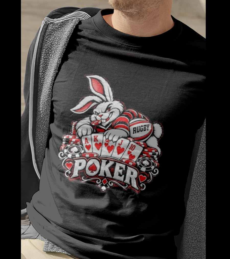 Rugby Poker Rabbit Royal Flush Card Game T-Shirt