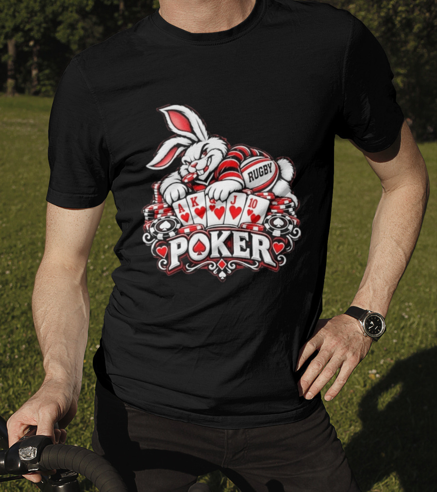 Rugby Poker Rabbit Royal Flush Card Game T-Shirt