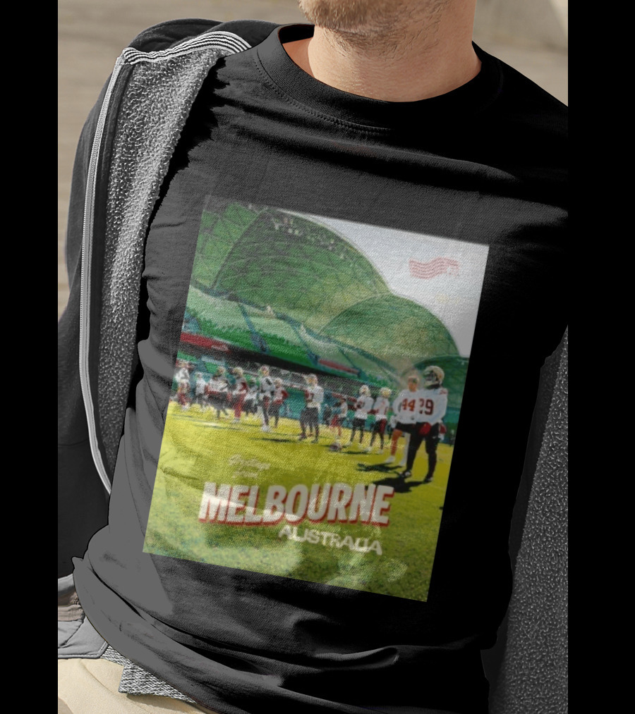 San Francisco 49ers Greetings From Melbourne Australia Day 4 Football Practice T-Shirt