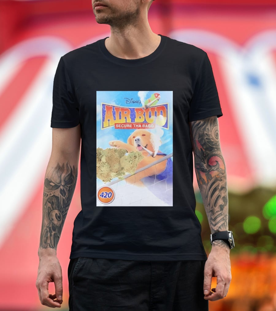 Disney Air Bud Secure Tha Bagg 420 Meme Basketball Dog Smoking T-Shirt