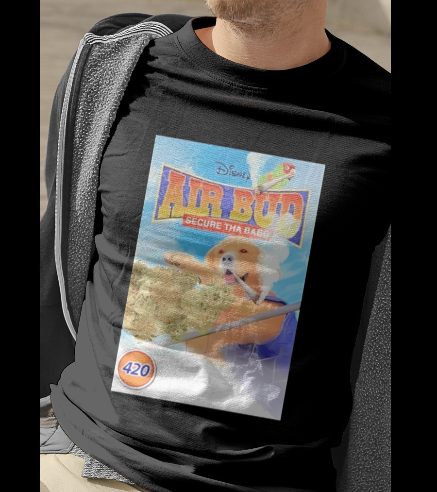 Disney Air Bud Secure Tha Bagg 420 Meme Basketball Dog Smoking T-Shirt