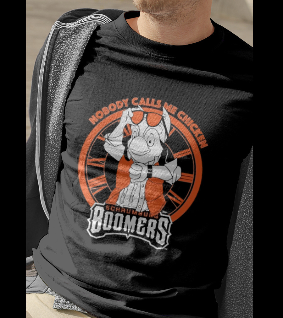 Schaumburg Boomers Nobody Calls Me Chicken Baseball Team Orange And White T-Shirt