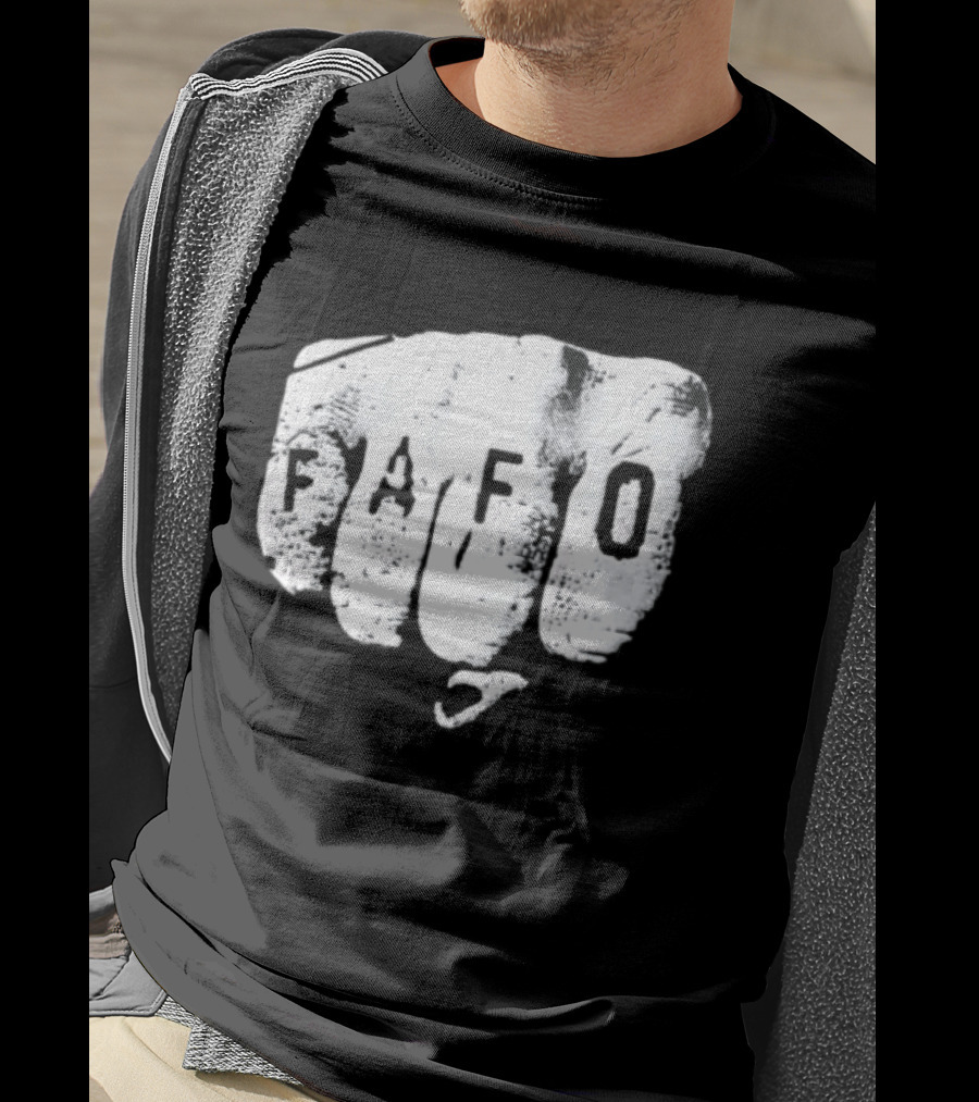FAFO Distressed Clenched Fist Knuckle Punch Black And White T-Shirt