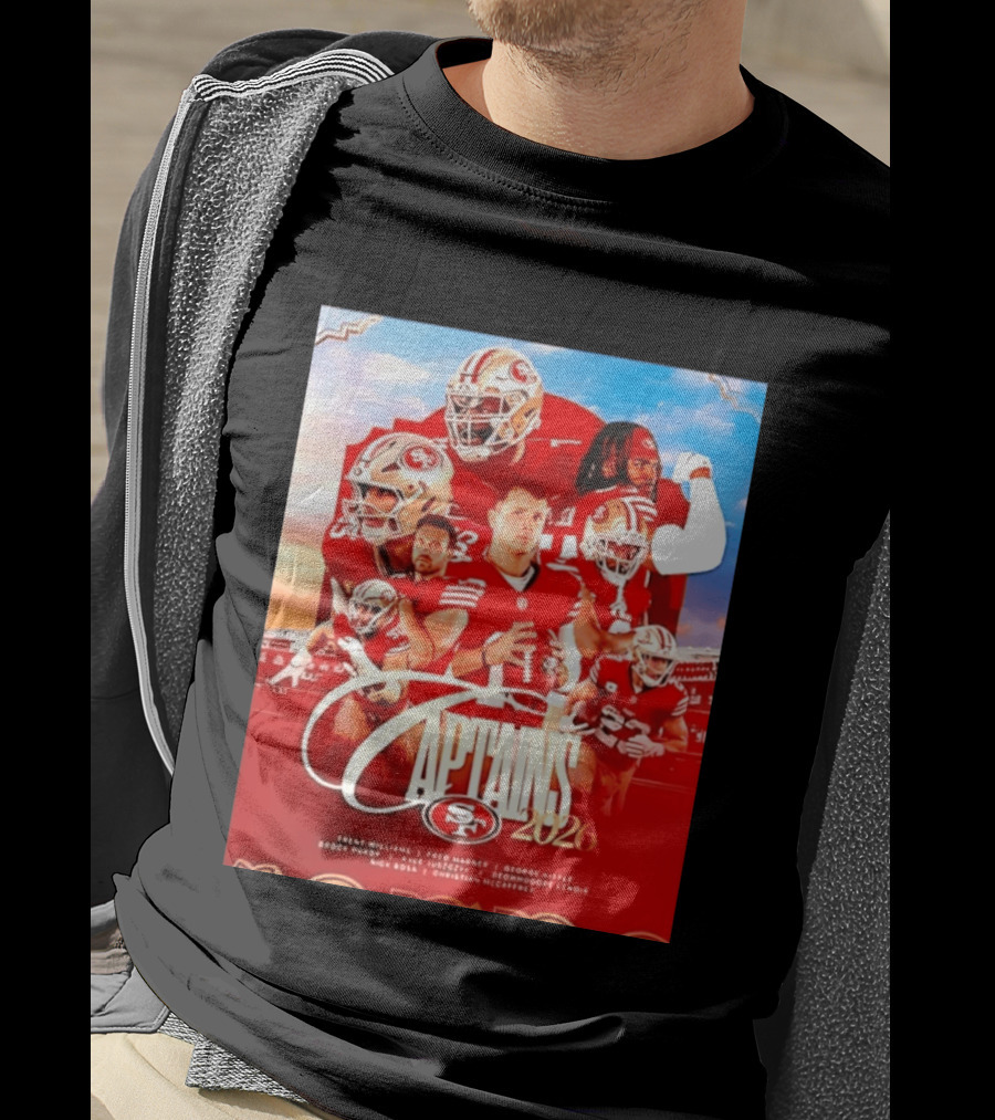 SF 49ers 2026 Captains Williams Warner Kittle Purdy Bosa McCaffrey Juszczyk T-Shirt